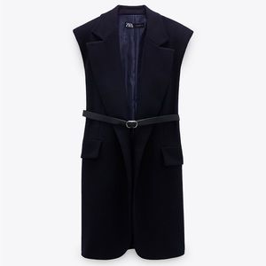 NEW ZARA WOOL BLEND SHOULDER PAD VEST XS